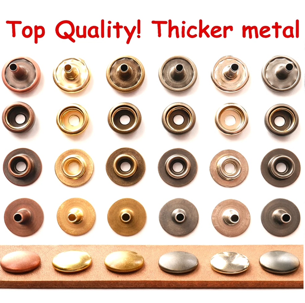 Professional Heavy Duty 12.5mm Cap Press Studs / Snap Buttons Longer Stems