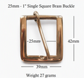 25mm - 1" inch brass square single buckle
