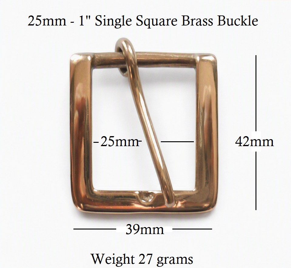 25mm - 1" inch brass square single buckle