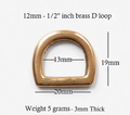 Share
Solid Brass Flat Dee Ring Loop 12mm