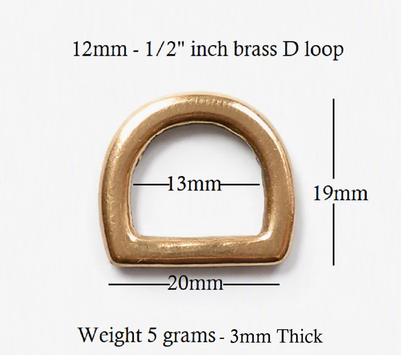 Share
Solid Brass Flat Dee Ring Loop 12mm