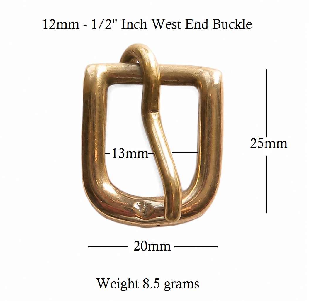 West End Buckle Solid Brass Belt Buckle  12mm - 1/2" inch