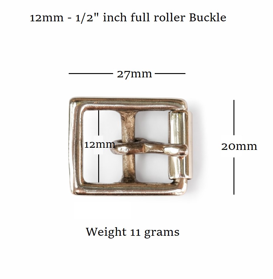Brass Full Roller Military Style Belt Buckle 12mm - 1/2" Inch