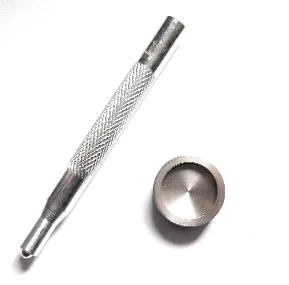 Press Stud Snap Fastener Fixing Tool 15mm For Rounded Caps - Stainless Steel
