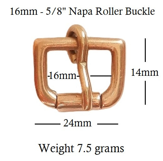 Solid Cast Brass Single Roller Napa Buckle 16mm - 5/8" inch