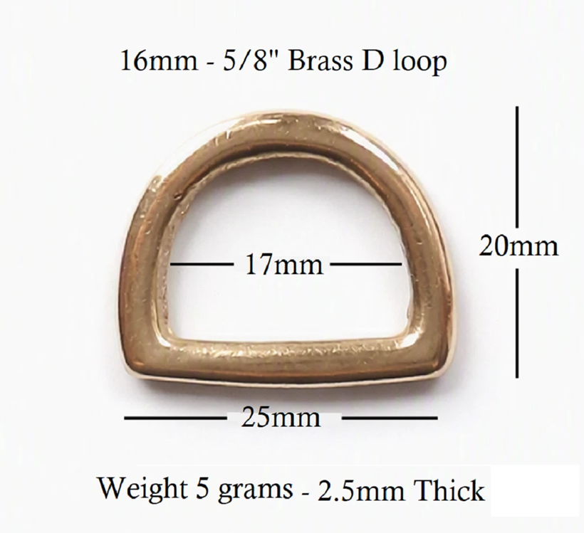 Solid Brass Flat Dee Ring Loop 16mm