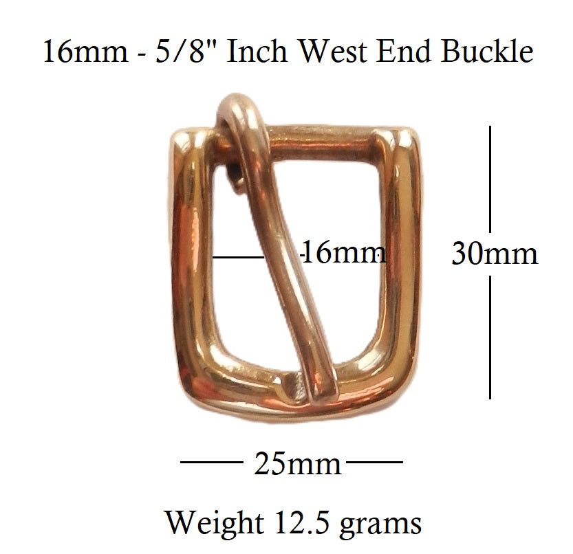 West End Buckle Solid Brass Belt Buckle  16mm - 5/8" inch