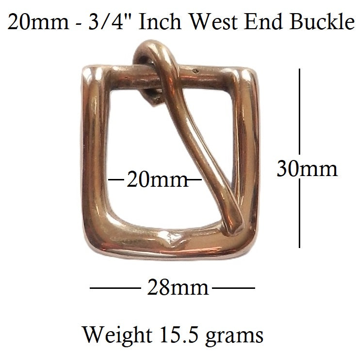West End Buckle Solid Brass Belt Buckle  30mm - 3/4" inch