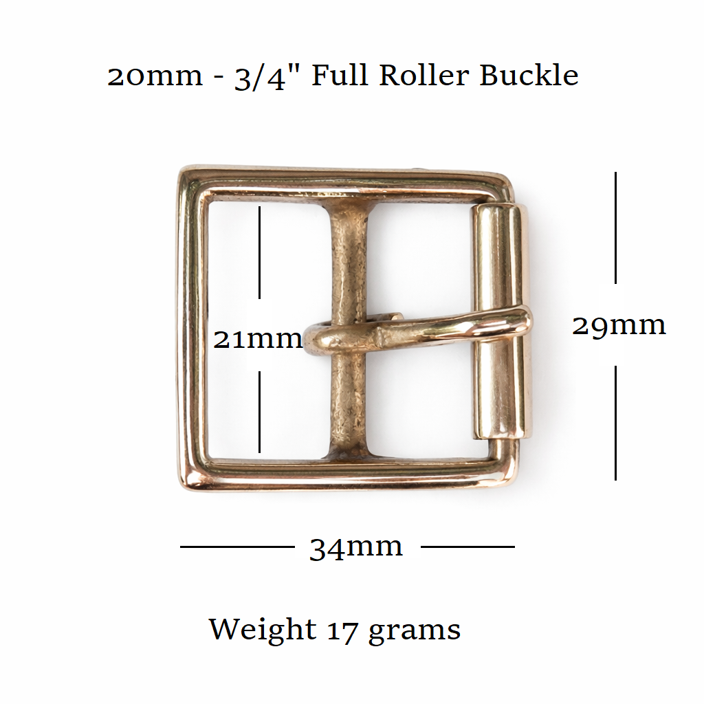 Brass Full Roller Military Style Belt Buckle 20mm - 3/4" Inch