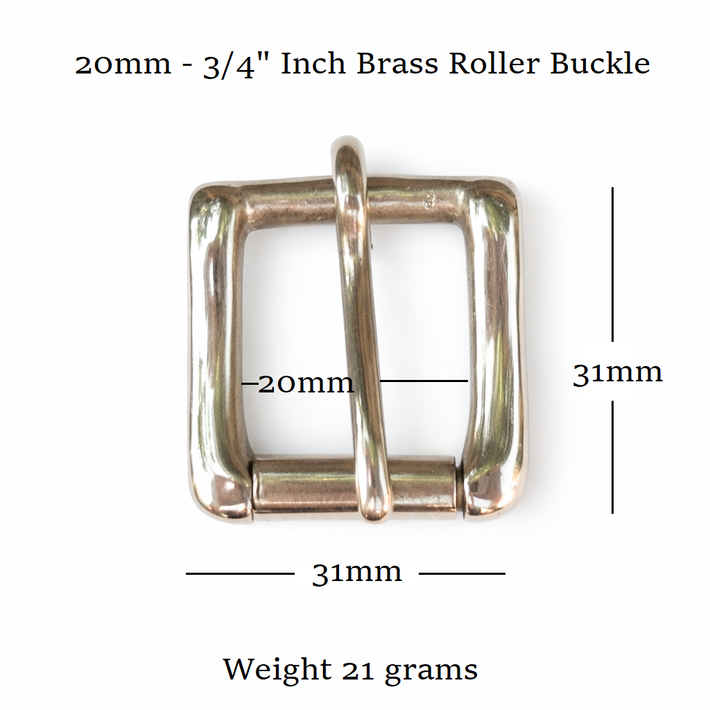 Solid Cast Brass Single Roller Heavy Napa Buckle 0mm - 3/4" inch