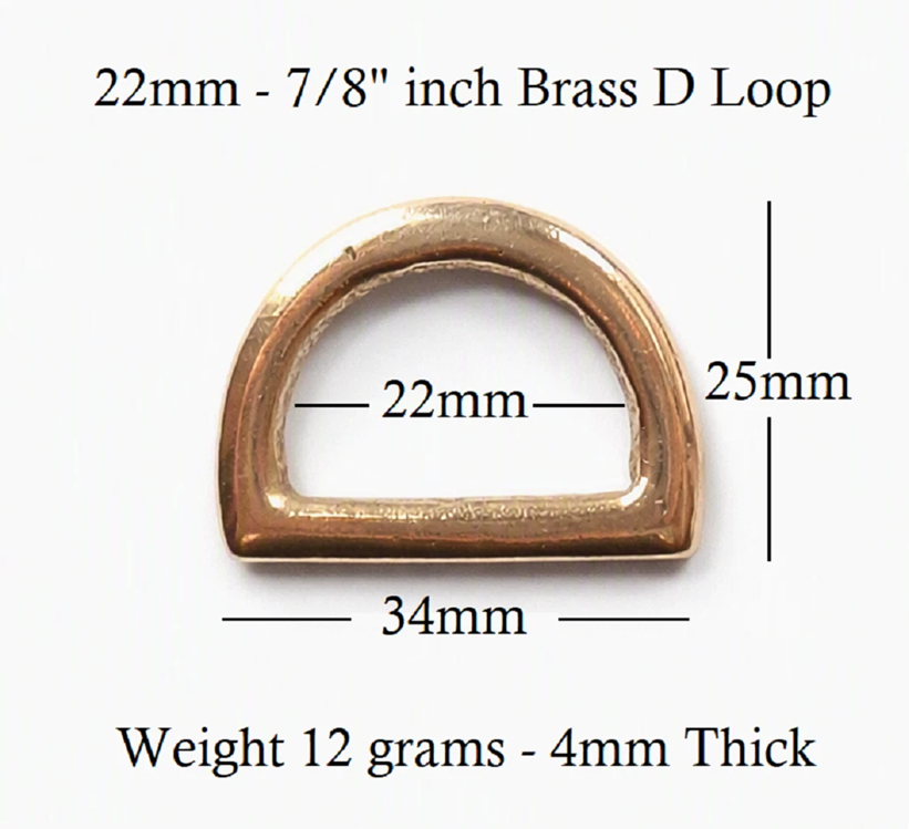 Solid Brass Flat Dee Ring Loop 22mm