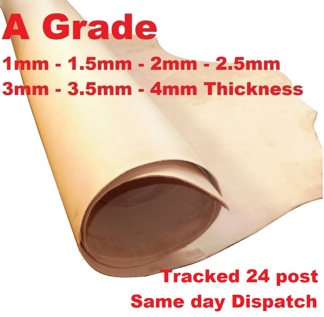 Natural Vegetable Tan Tooling Leather 30cm x 60cm Panels