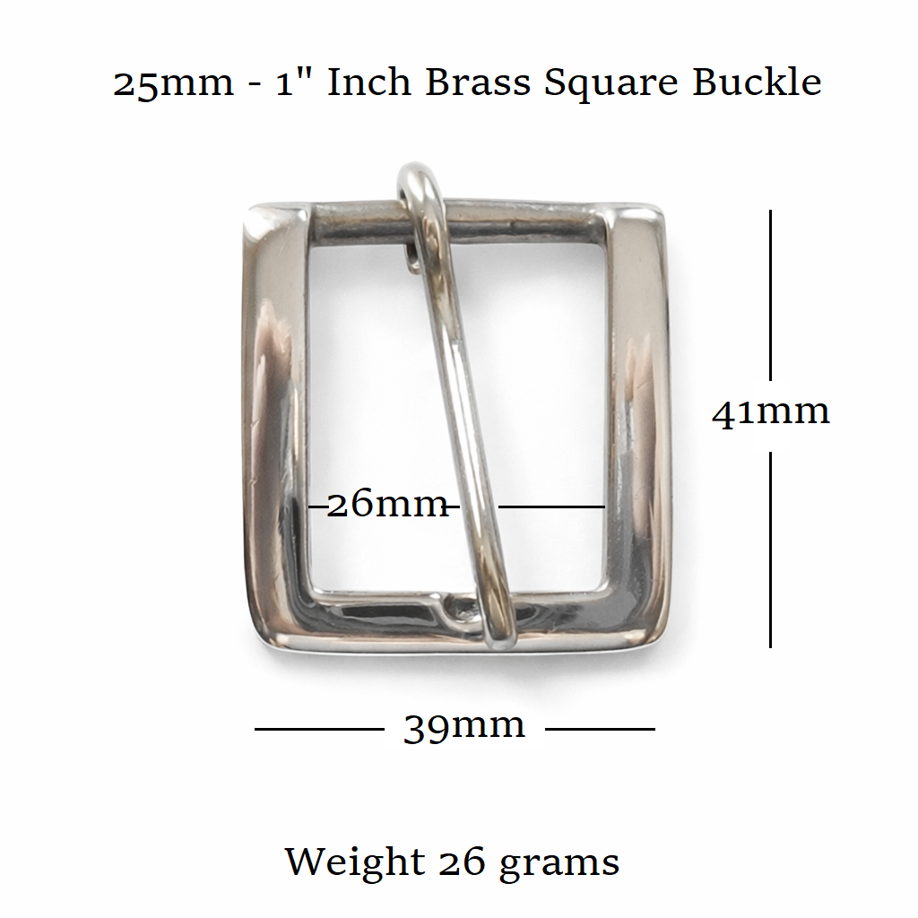 Solid Brass Square Single Belt Buckle 25mm - 1" Inch