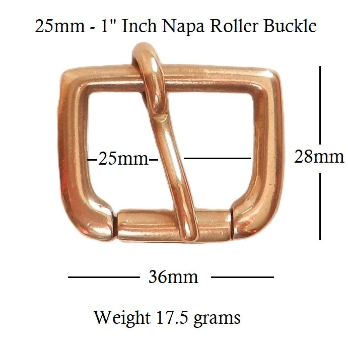Solid Cast Brass Single Roller Napa Buckle 25mm - 1" inch