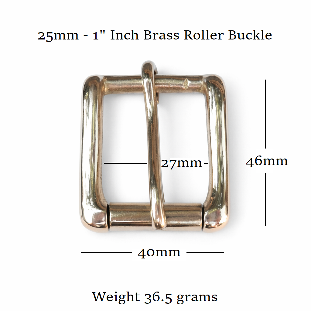 Solid Cast Brass Single Roller Heavy Napa Buckle 25mm - 1" inch