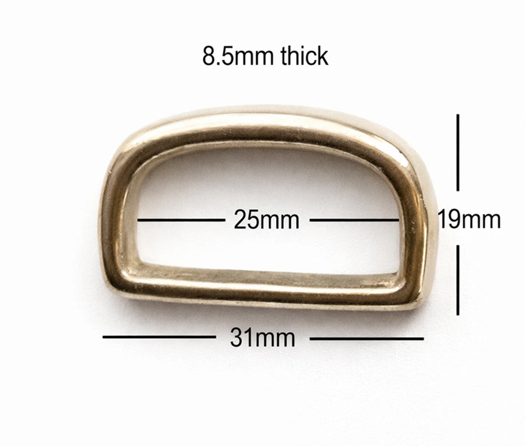 Brass D Belt Loop For 25mm Strap