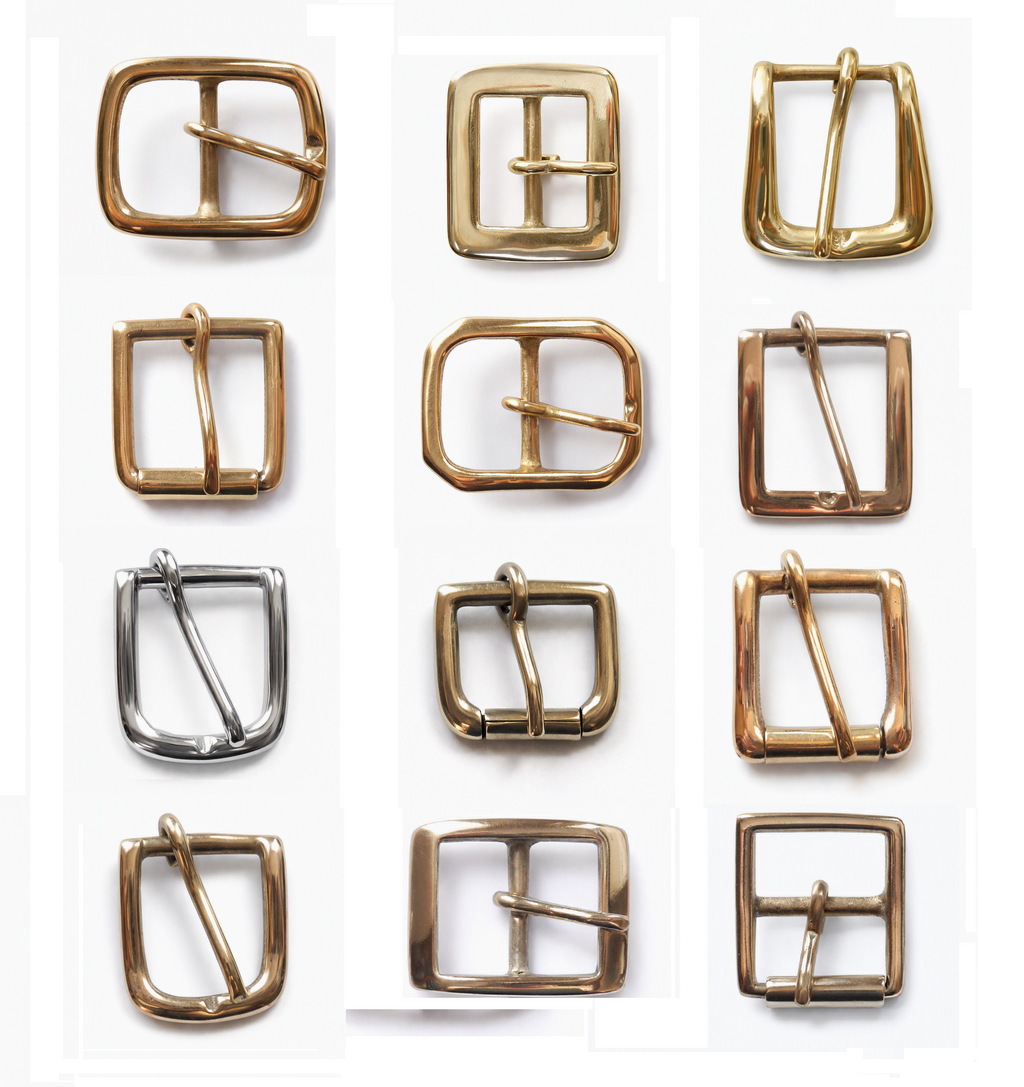 A selection of 25mm - 1" inch brass buckles