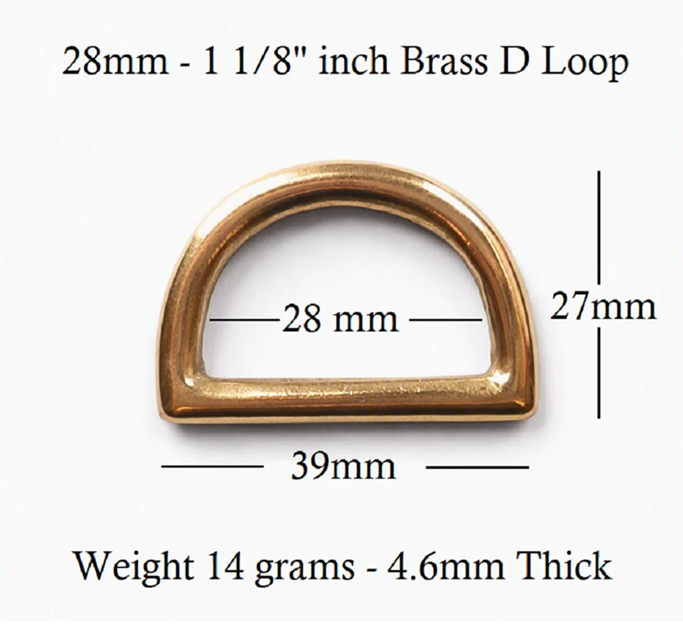 Solid Brass Flat Dee Ring Loop 28mm