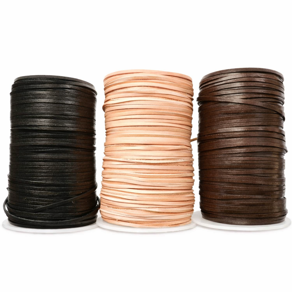 Premium 2mm Wide Genuine Cowhide Flat Leather Cord Thong Lace