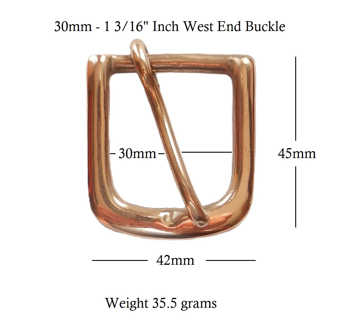 West End Buckle Solid Brass Belt Buckle  30mm - 1 3/16" inch