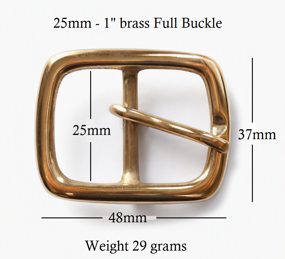 25mm - 1" inch brass full, square buckle with rounded edges