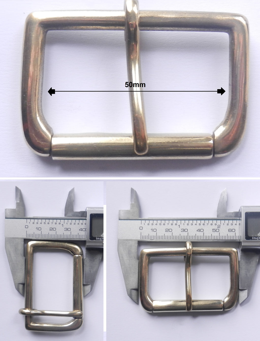 Solid Cast Brass Single Roller Napa Buckle 5 Sizes 2" - 1" inch