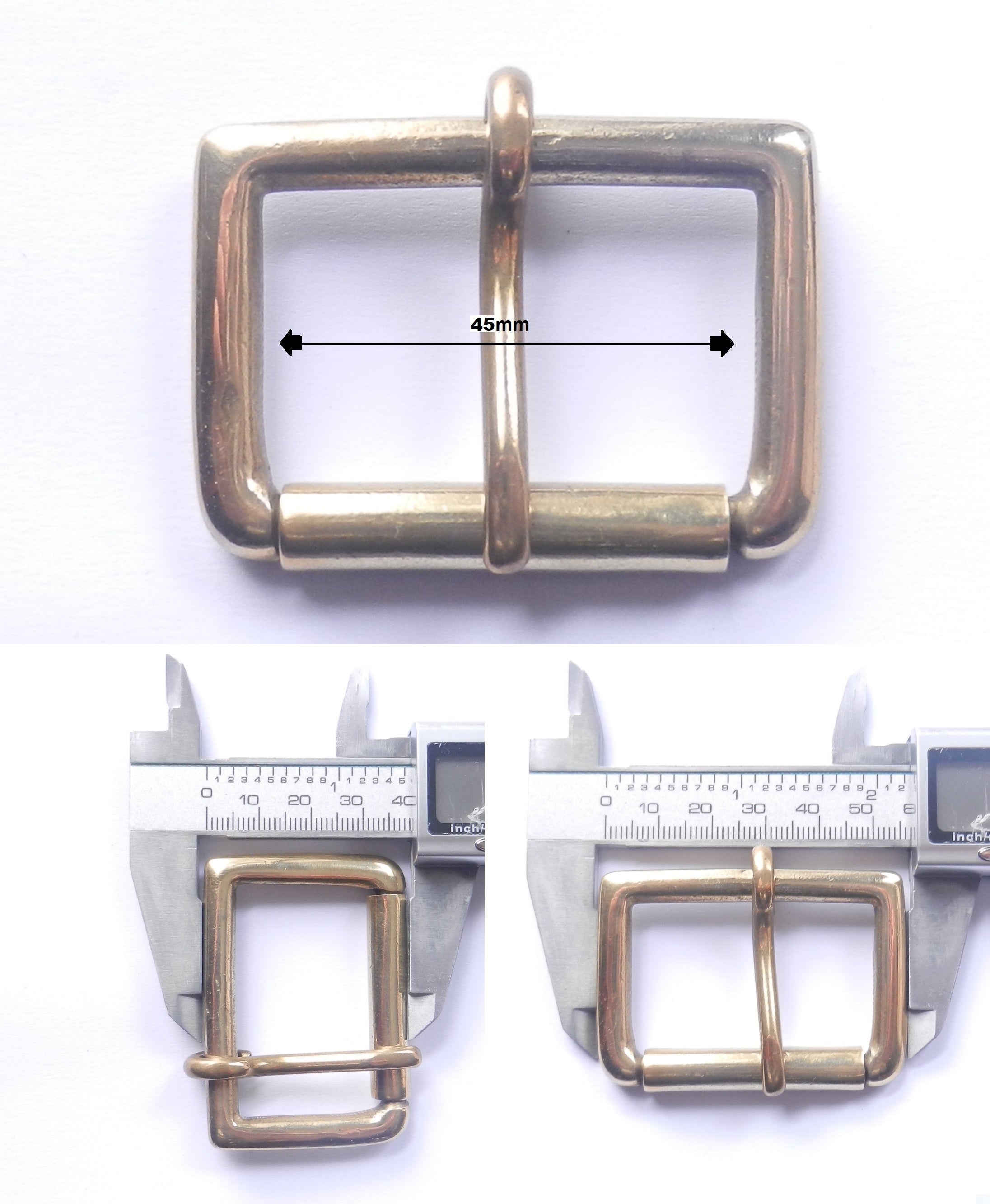 Solid Cast Brass Single Roller Napa Buckle 5 Sizes 2" - 1" inch