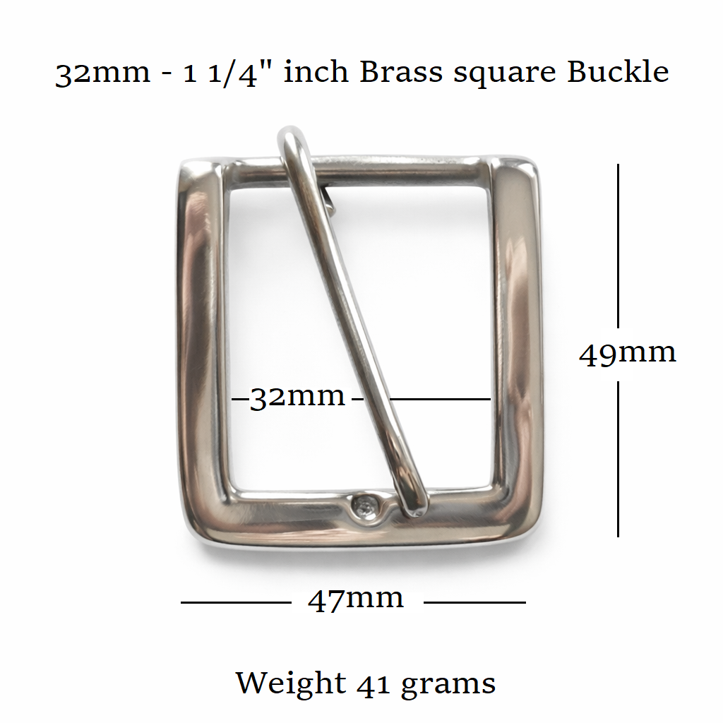 Solid Brass Square Single Belt Buckle 32mm - 1 1/4" Inch