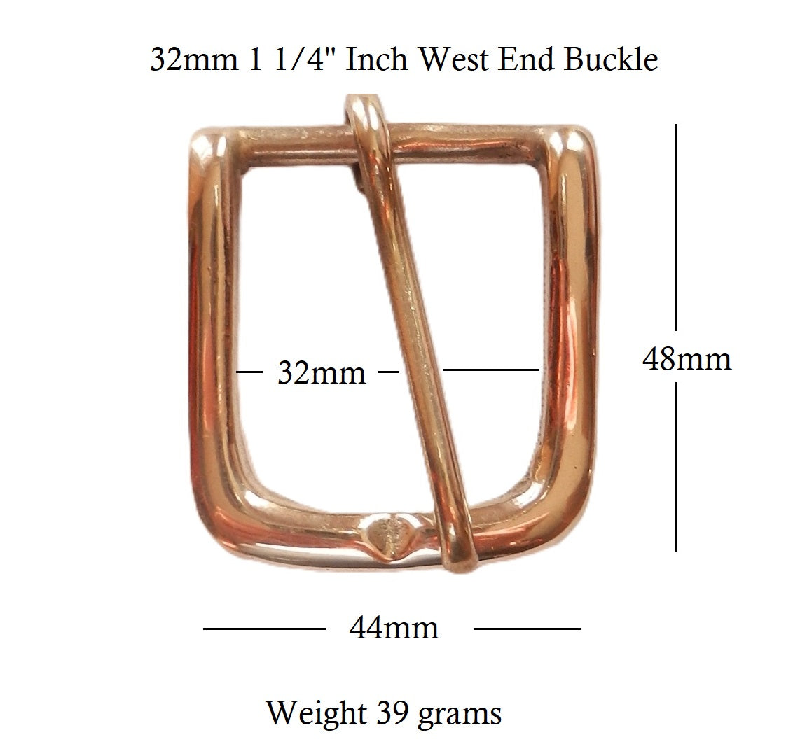 West End Buckle Solid Brass Belt Buckle  32mm - 1 1/4" inch