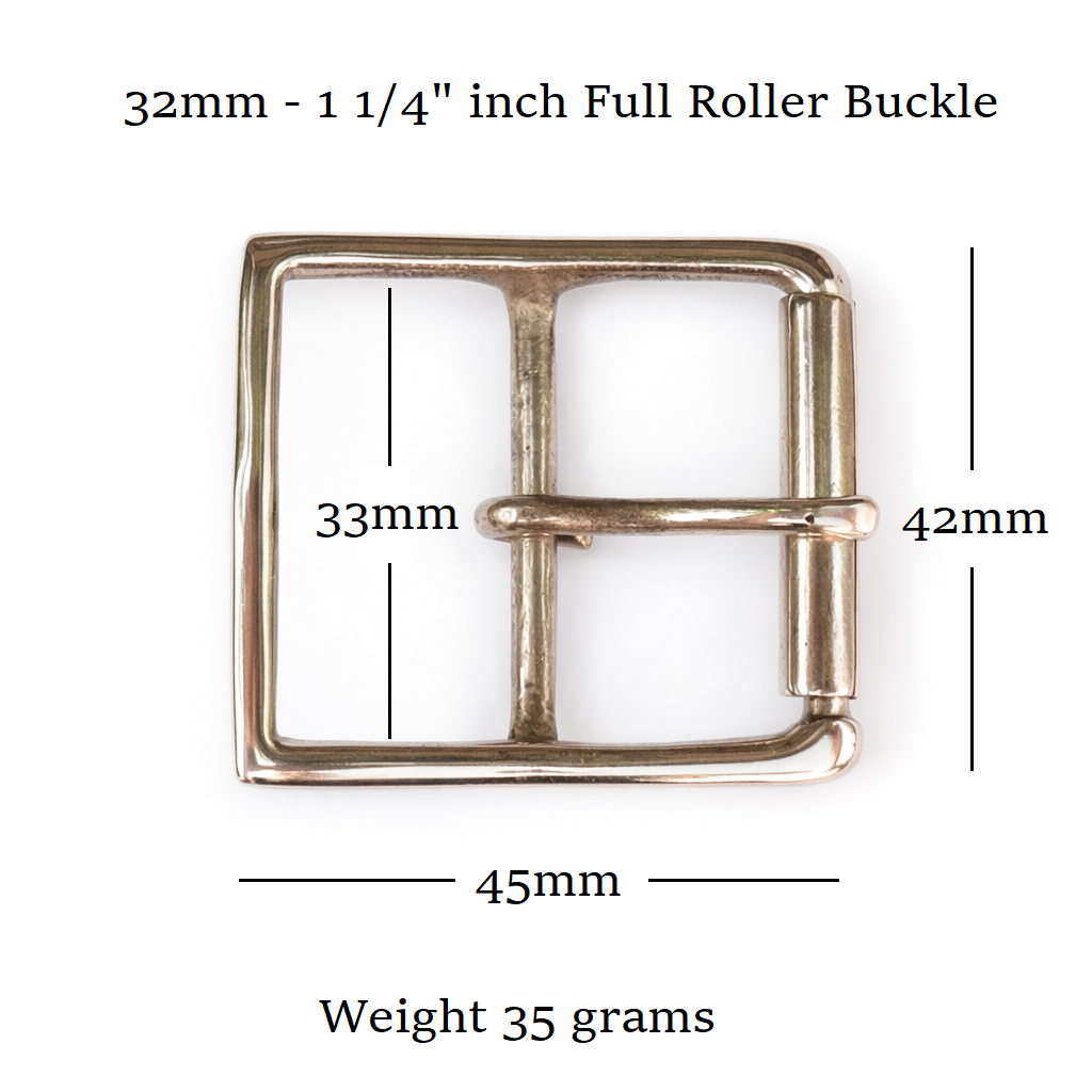 Brass Full Roller Military Style Belt Buckle 32mm - 1 1/4" Inch