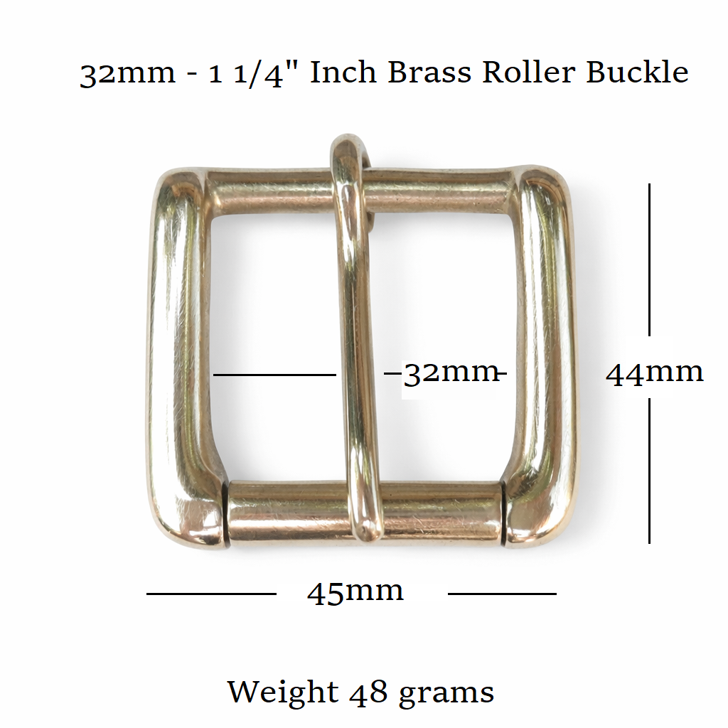 Solid Cast Brass Single Roller Heavy Napa Buckle 32mm  1 1/4" inch