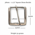 Solid Brass Square Single Belt Buckle  38mm - 1 1/2" Inch