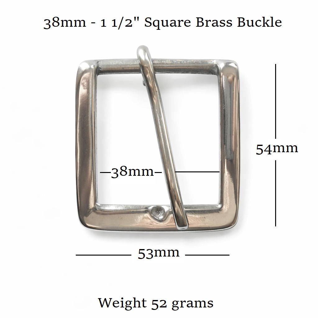 Solid Brass Square Single Belt Buckle  38mm - 1 1/2" Inch