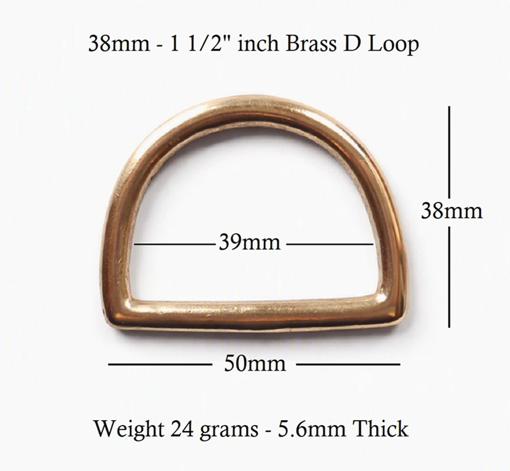 Solid Brass Flat Dee Ring Loop 38mm