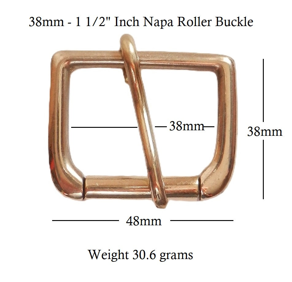 Solid Cast Brass Single Roller Napa Buckle 38mm - 1 12" inch