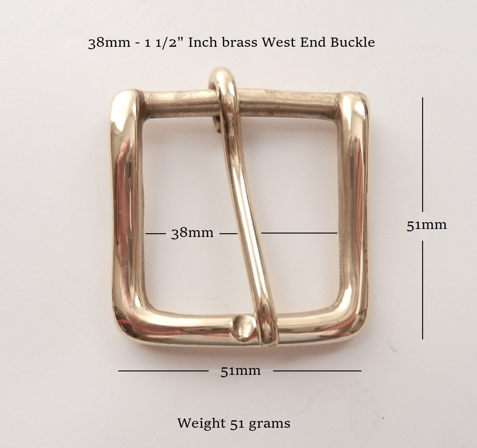 Brass West End Buckle fits a 38mm - 1 1/2" inch wide strap