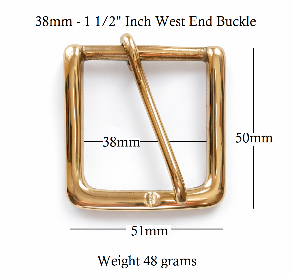 West End Buckle Solid Brass Belt Buckle  38mm - 1 1/2"inch