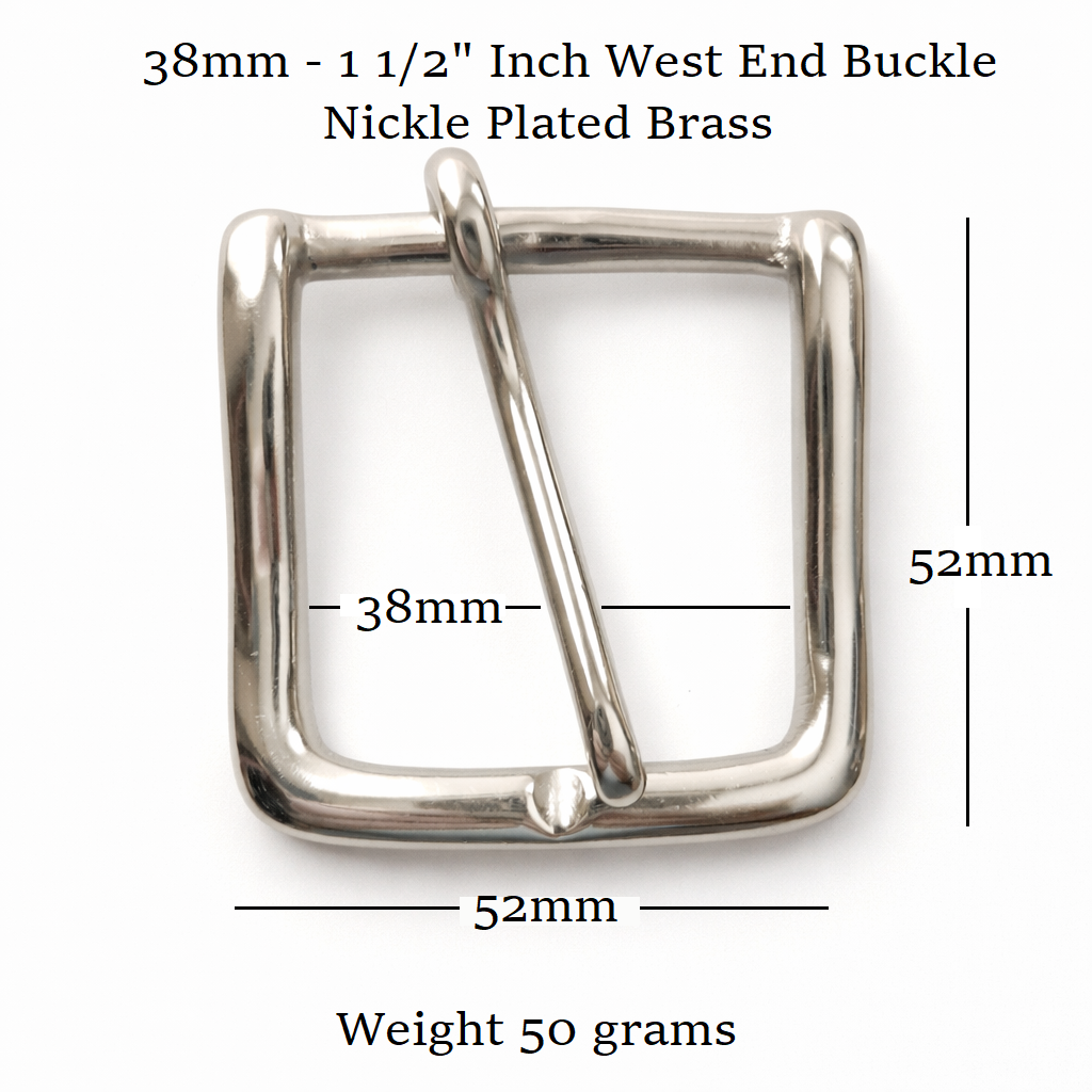 West End Buckle Nickel plated solid brass for 38mm - 1 1/2" wide strap