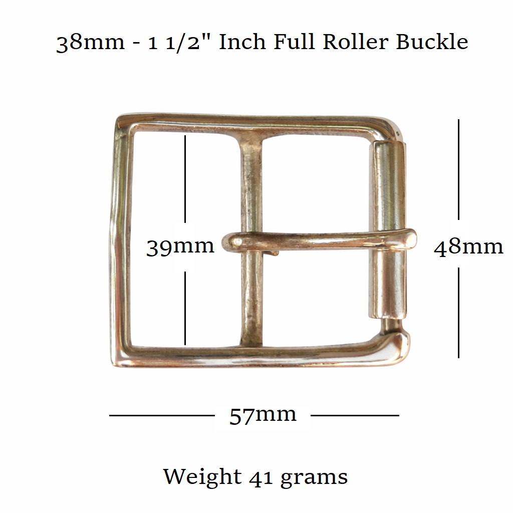 Military style rectangular roller buckle.  Deep bar for thick leathers 38mm 