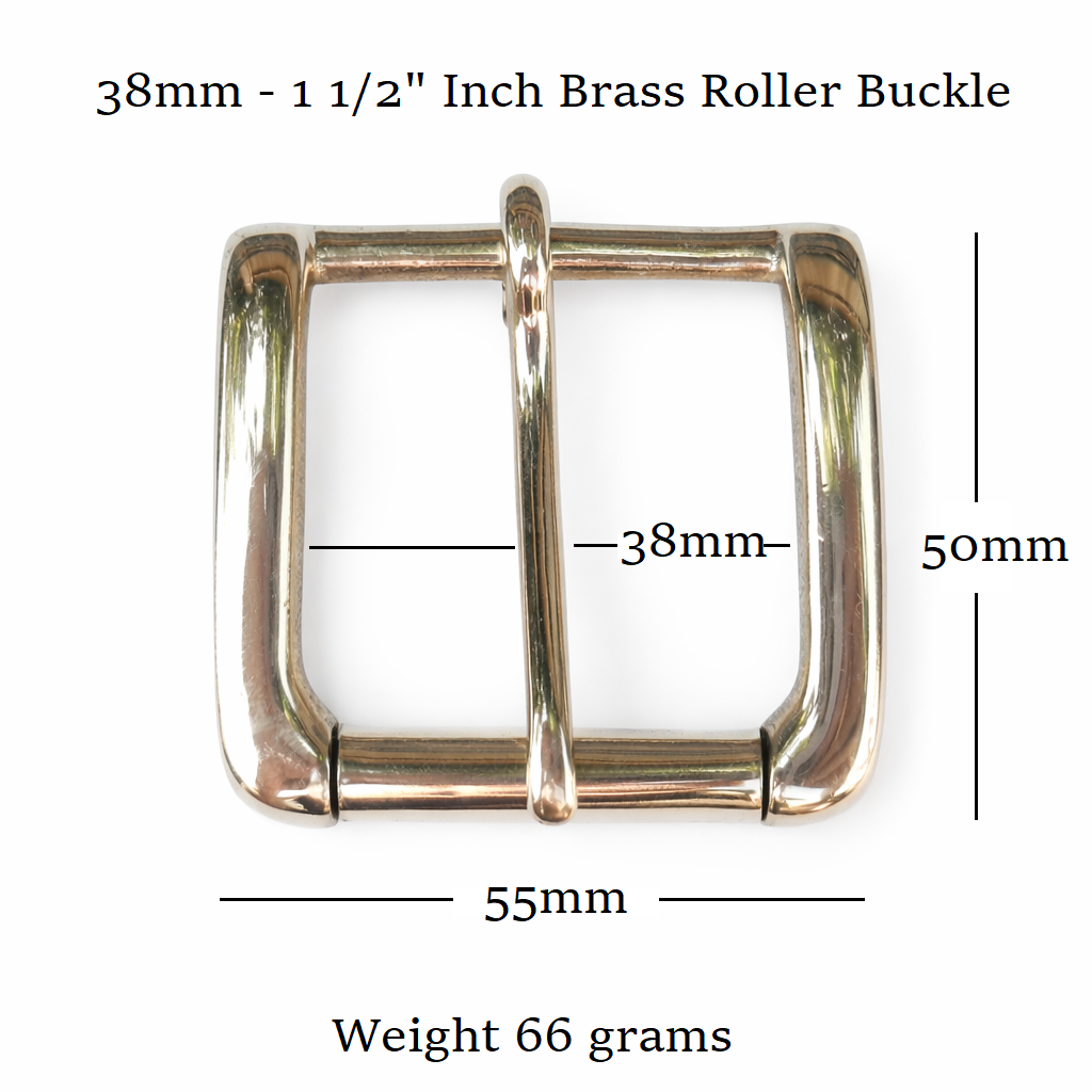 Solid Cast Brass Single Roller Heavy Napa Buckle 38mm - 1 1/2" inch