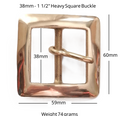 Solid Brass Heavy Square Full Belt Buckle 38mm - 1 1/2" inch