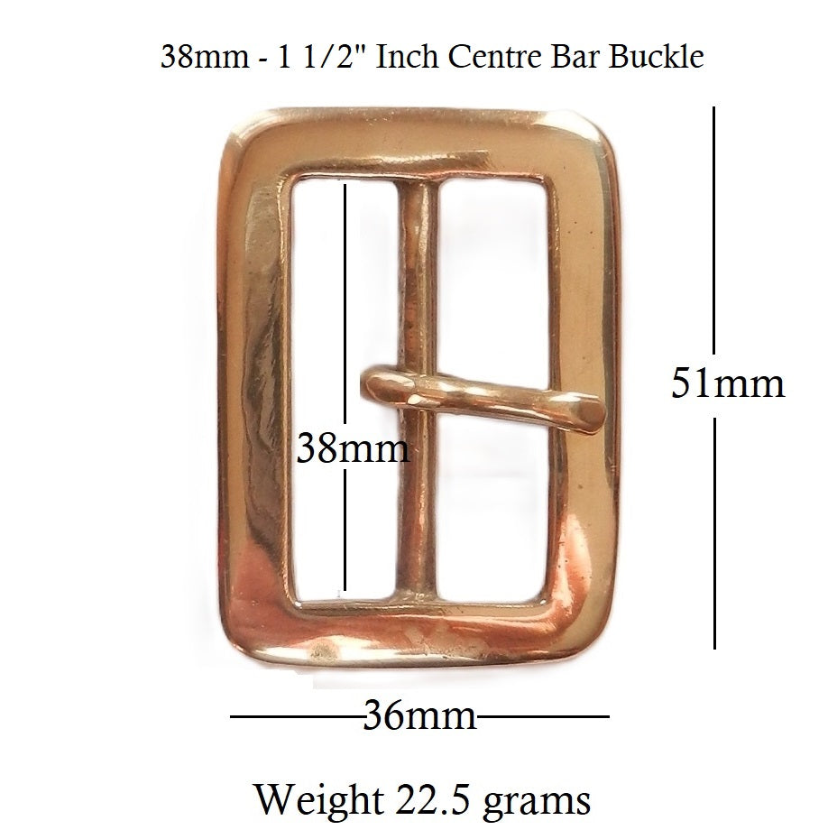 Brass 32mm -  1 1/4" Rectangular Centre Bar Buckle