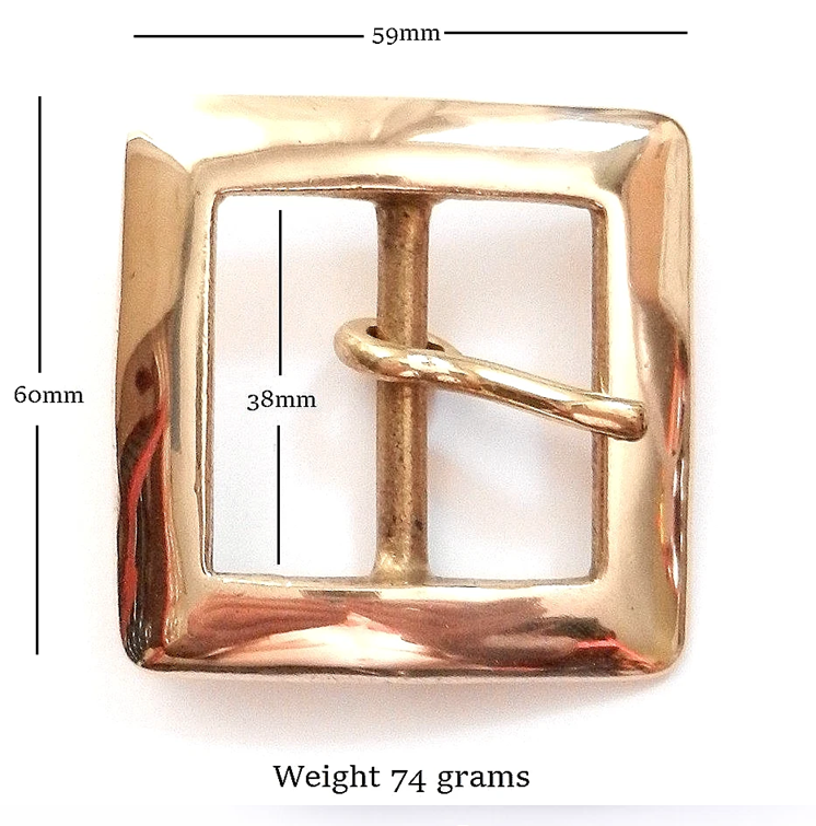 Square wide faced brass full buckle for 38mm - 1 1/2" wide straps