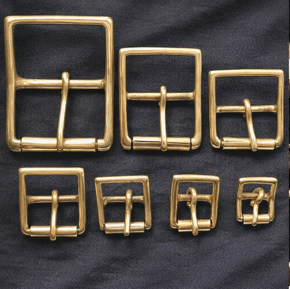 Brass Full Roller Military Style Belt Buckle 7 Sizes 2" - 1/2 Inch