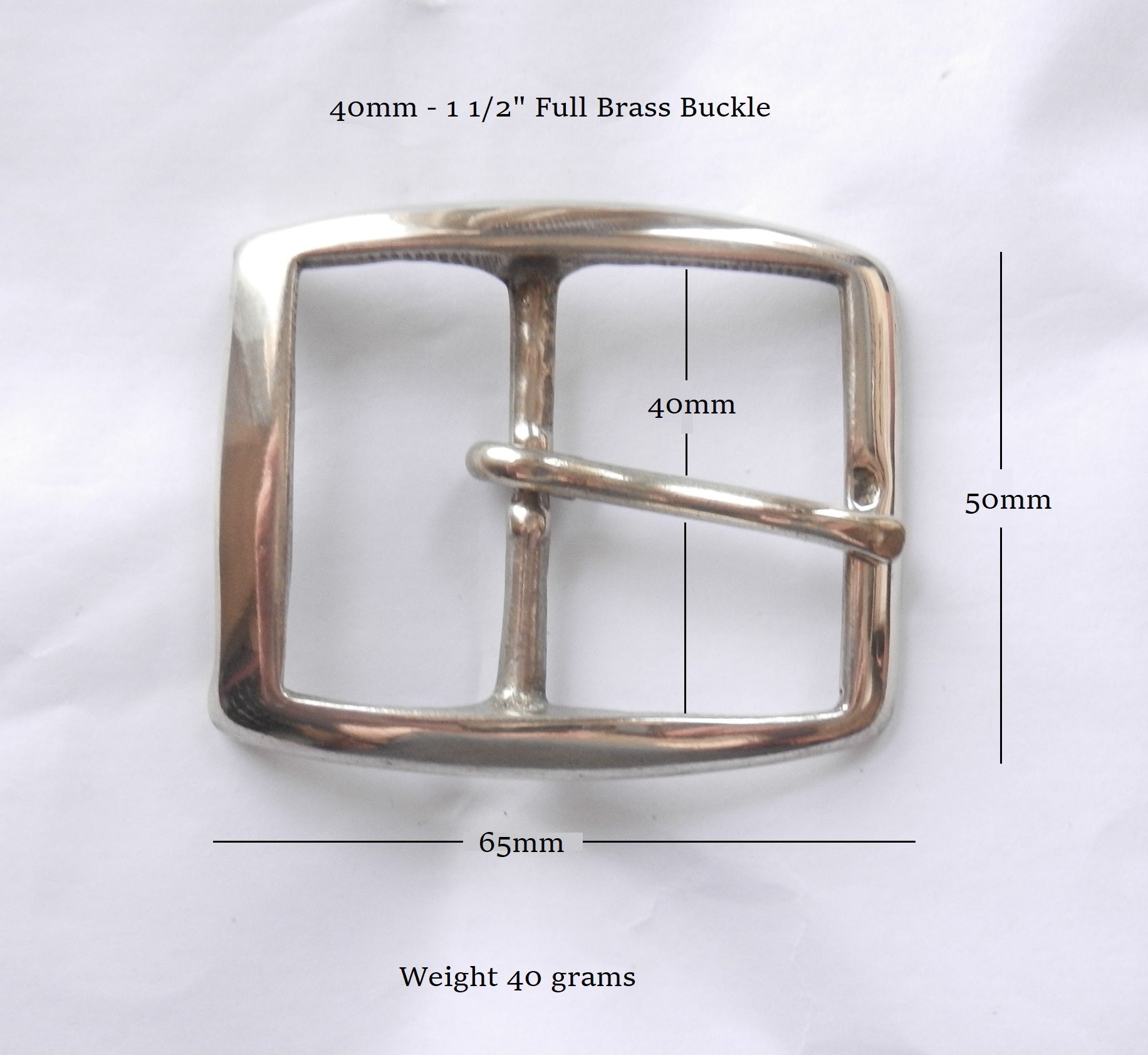 Brass Full square buckle. Fits 38mm - 1 12" inch wide strap