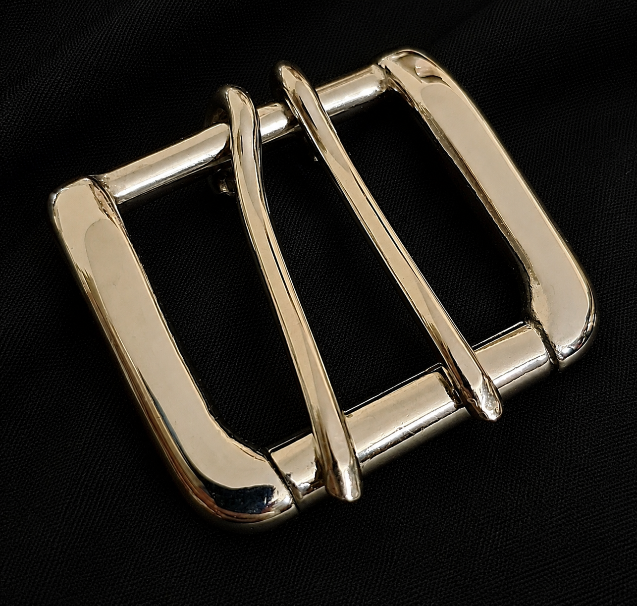 DOUBLE PRONG ROLLER BUCKLE 1.5" - 38mm 2 "- 50mm Brass or Nickel