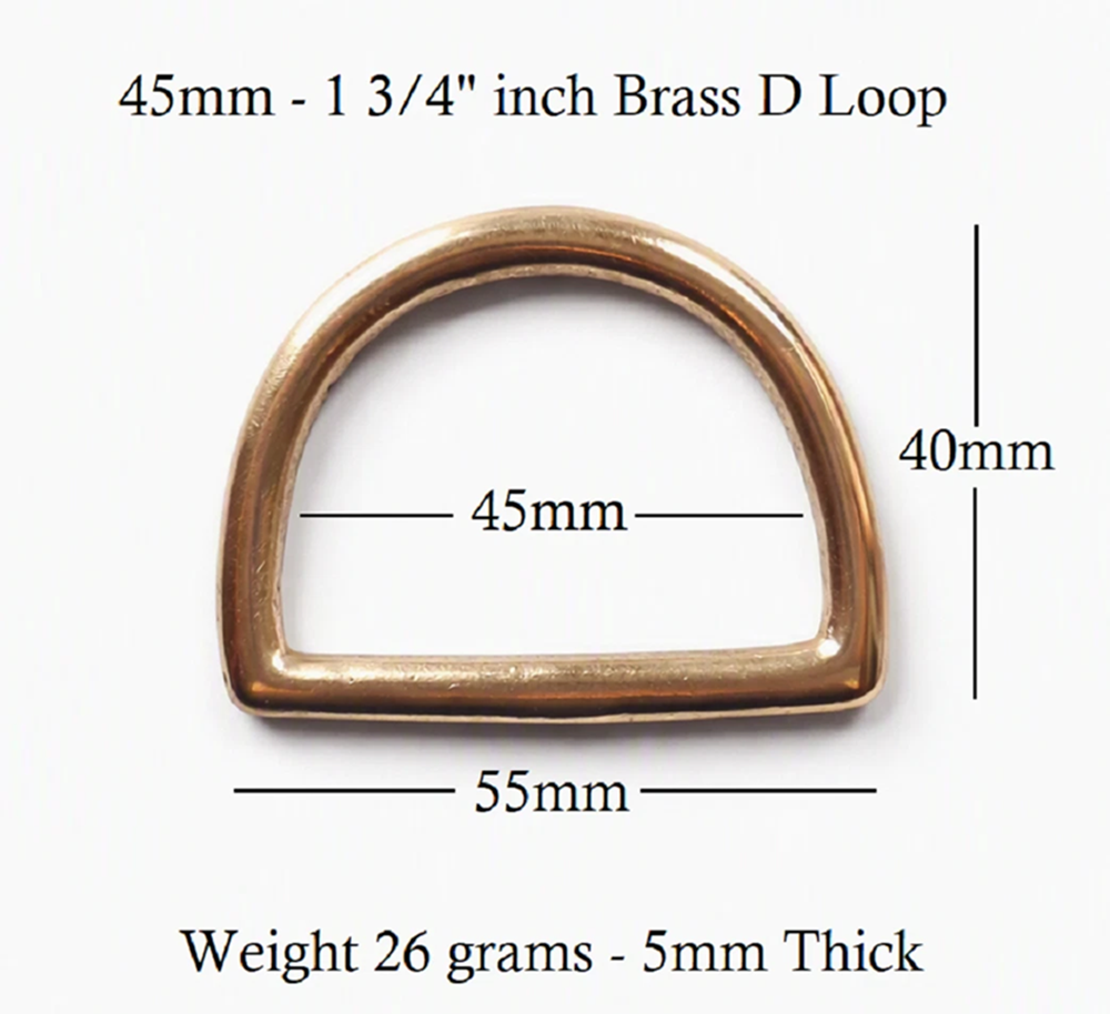 Solid Brass Flat Dee Ring Loop 45mm