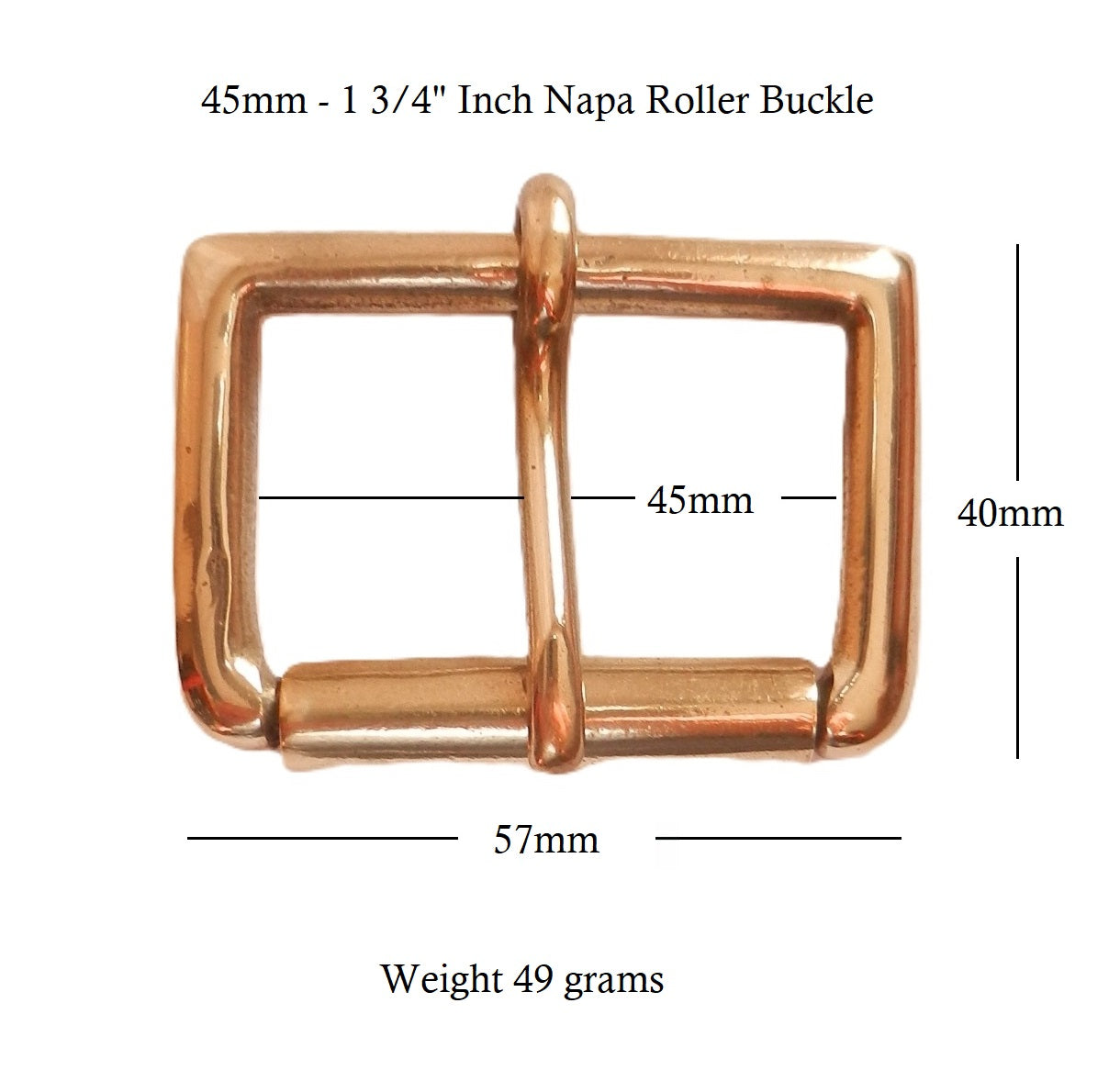 Solid Cast Brass Single Roller Napa Buckle 45mm - 1 3/4" inch
