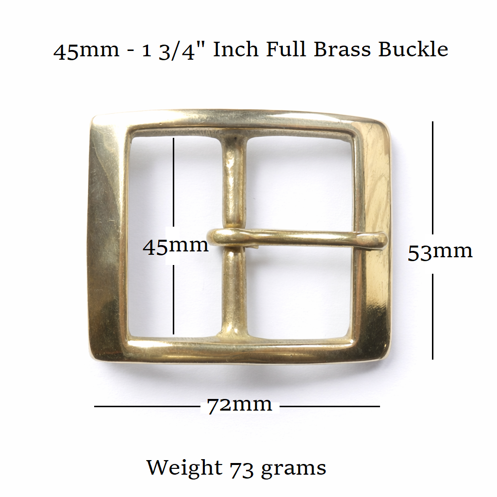 Solid Brass Full Belt Buckle Rectangular 45mm - 1 3/4" Inch
