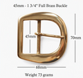 Solid Cast Brass Full Belt Buckle 1 3/4" - 45mm